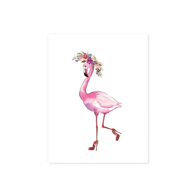 Flamingo with Floral High Heels and a Floral Hat for wholesale by Blue Twist & Co