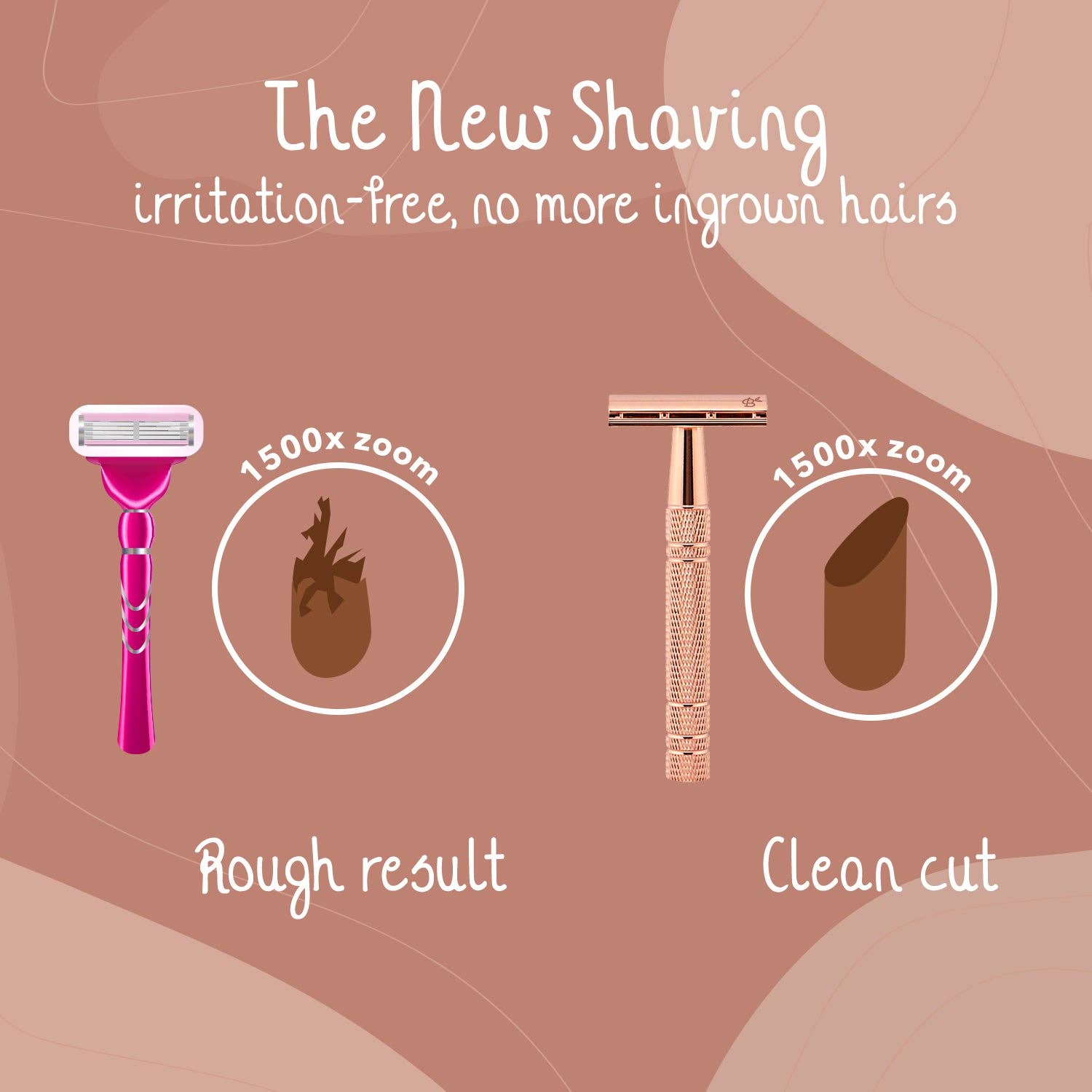 Bamboozy x Cosmeau - Venta al por mayor Maquinilla de afeitar - Afeitadora de seguridad de aluminio en color rosa dorado brillante2