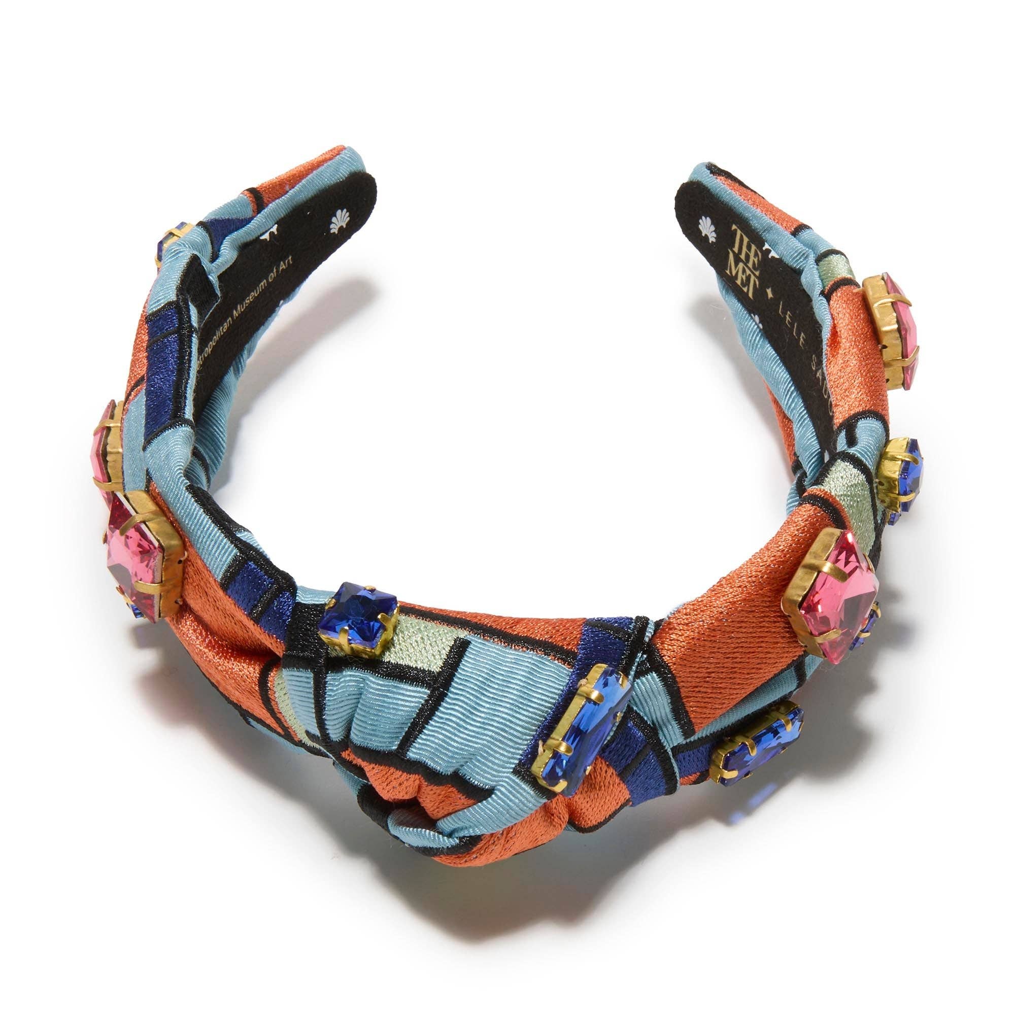 Lele Sadoughi - Wholesale Fashion Headband - Women's - COMPOSITION THE MET X LELE KNOTTED MONDRIAN EMBROIDERED HEADBAND1