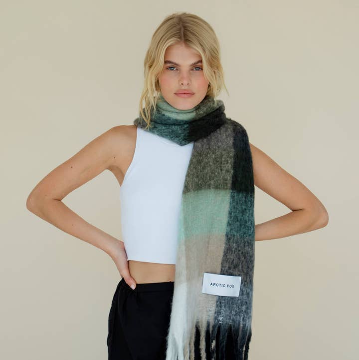 Arctic Fox & Co. - North America - Wholesale Scarf - Women's - The Reykjavik Scarf - 100% Recycled - Black Check2