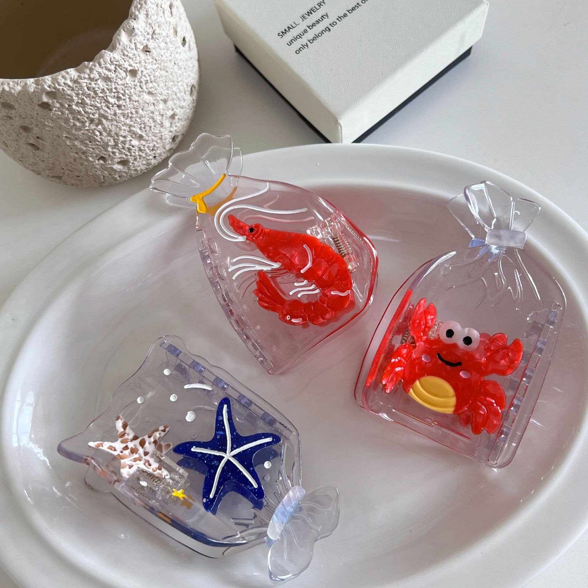 SoapElenGlen – Clips para cabelo - Mulher por atacado – Garrafa de Acetato Transparente com Criatura Marinha Criativa4