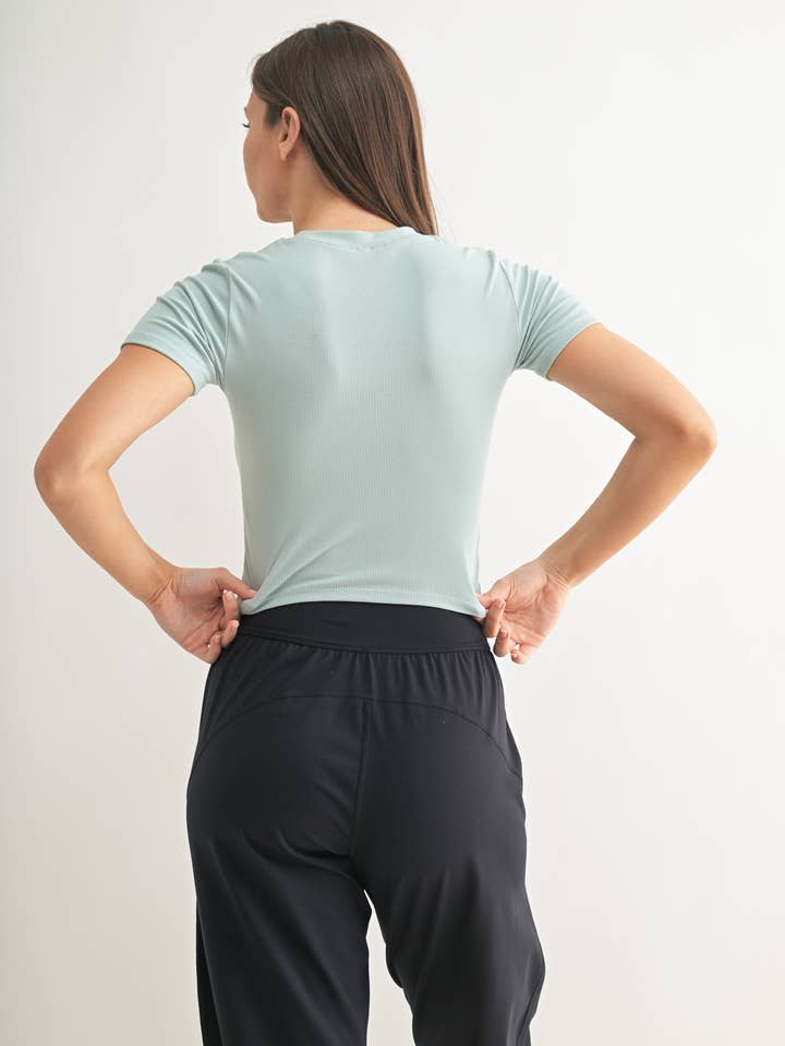 Mono B - Wholesale Athletic Top - Women's - Essential Micro-Ribbed Athleisure Baby Tee22