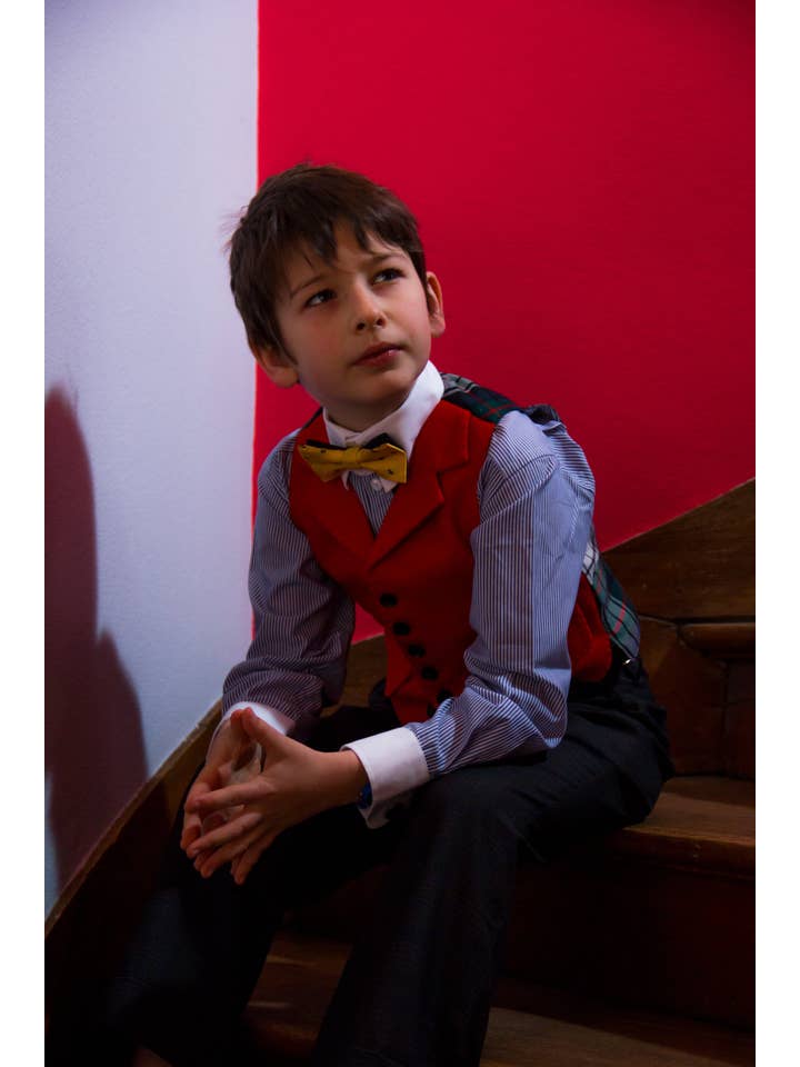 Priam et Lila - Wholesale Jacket - Kids - Grégoire - Gilet De Costume Rouge, Coupe Standard