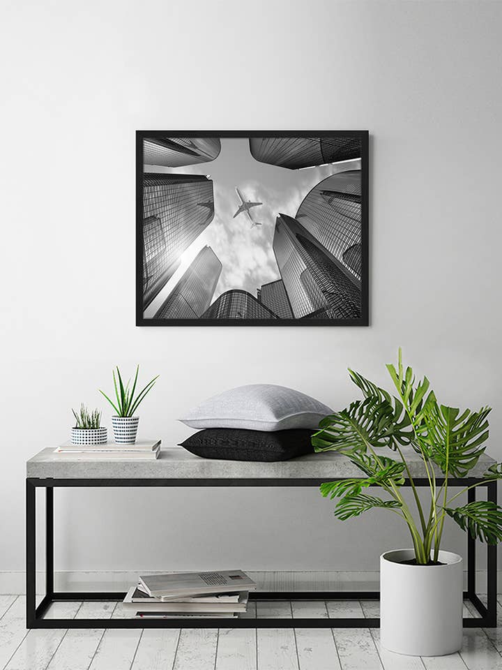 Business district image. Wall art print with frame. for wholesale by Any Image