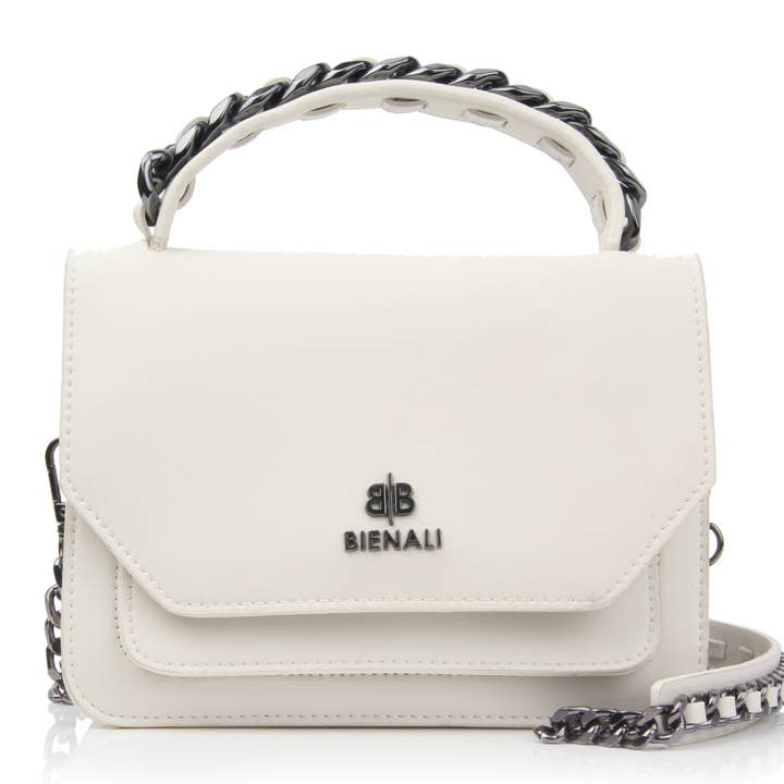 Bienali™ Leila - Petit sac à bandoulière à rabat et poignée chaîne Couture pour la vente par Bienali