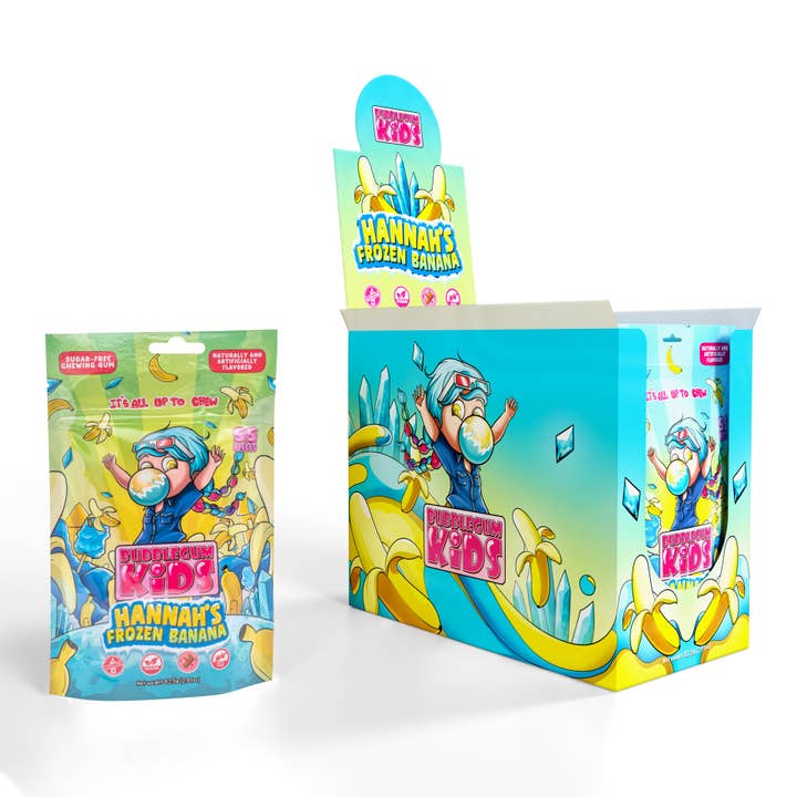 Bubblegum kids - Wholesale Chewing Gum - Hannah's Frozen Banana (55 Pc) Banana Sugar Free Gum