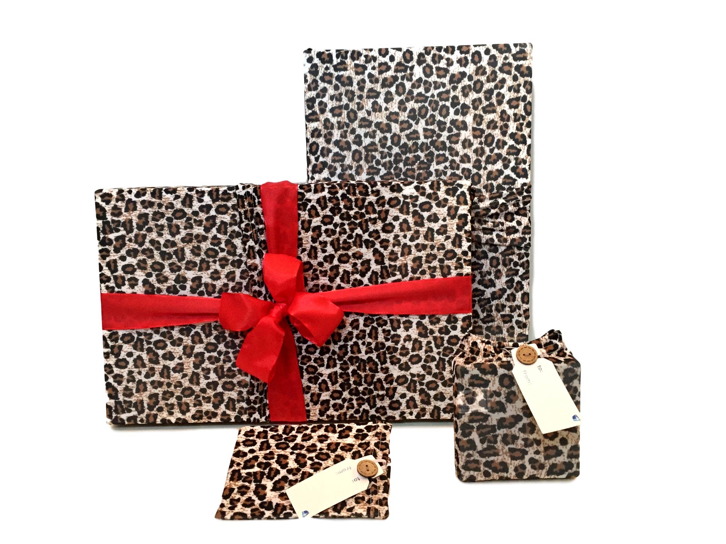 Wrapeez - Wholesale Flat Wrap - Leopard Reusable Stretch Fabric Gift Wrap - Size Medium3