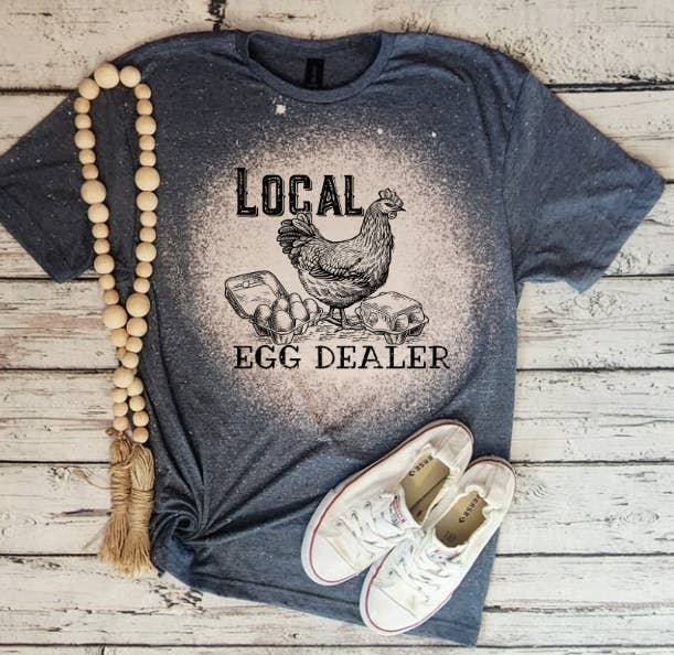 Southern Backroad Tees LLC – wholesale Screen printed t-shirt – Women′s – Local Egg Dealer Bleached Tee