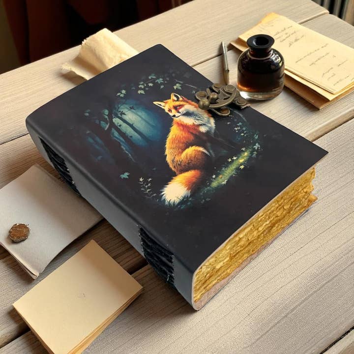 Hana Exports - Wholesale Journal/Diary - Fox Leather Grimoire Journal – Handmade Spell Book1