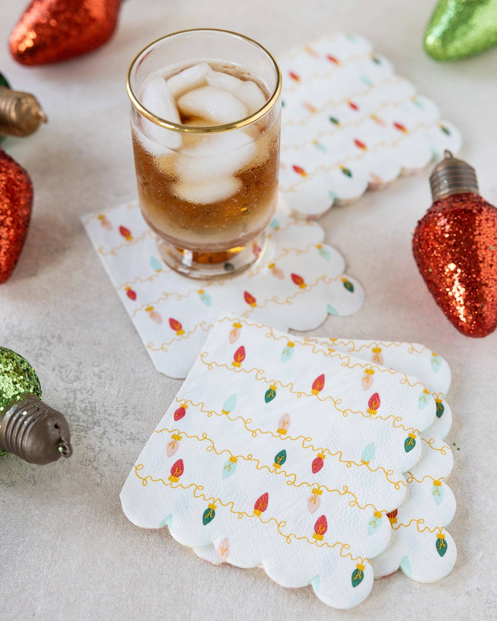 My Mind’s Eye – Großhandel Einweg-Serviette – PLNP1568 - Weihnachtslichter Cocktailserviette1