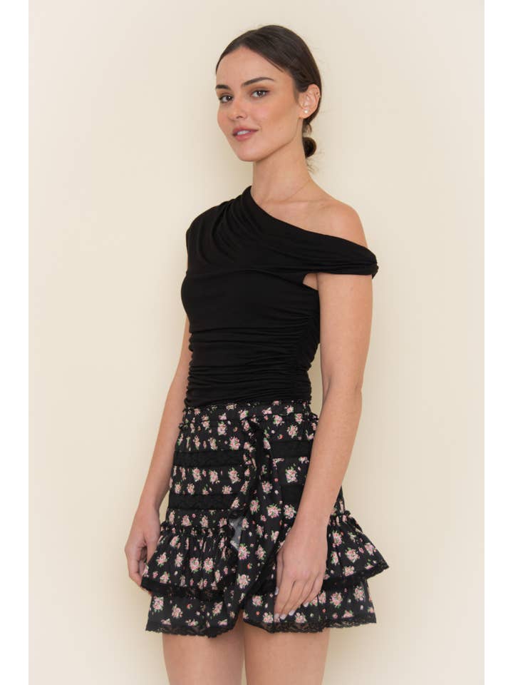 Fore Collection - Wholesale Blouse - Women's - ELEVATED BASICS SINGLE SIDE OFF SHOULDER TOP-TD6085FO4