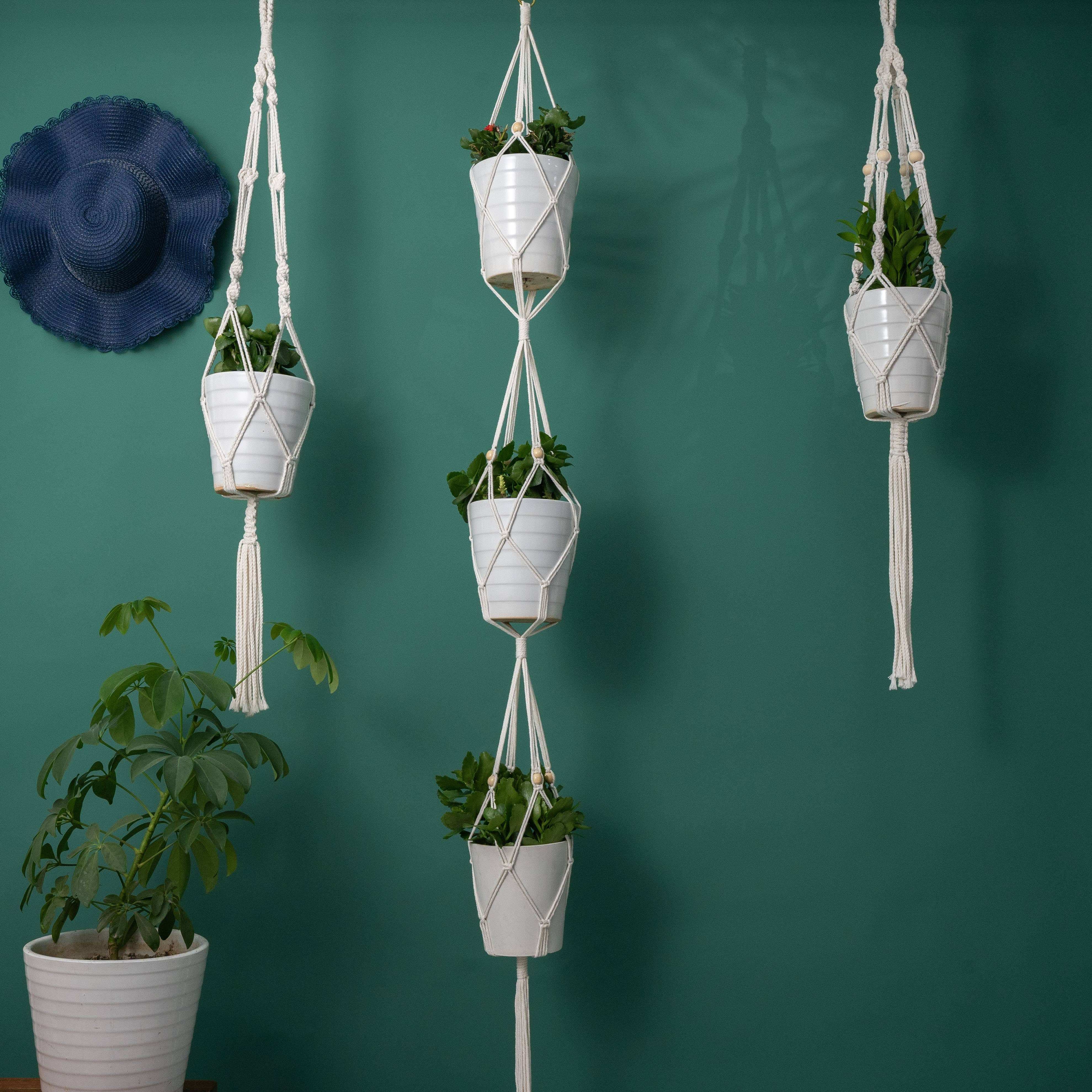 Sparkle Being - Wholesale Hanging planter - Cotton Macrame Rope Plants Hanging Pots Holder - Stand Set 51