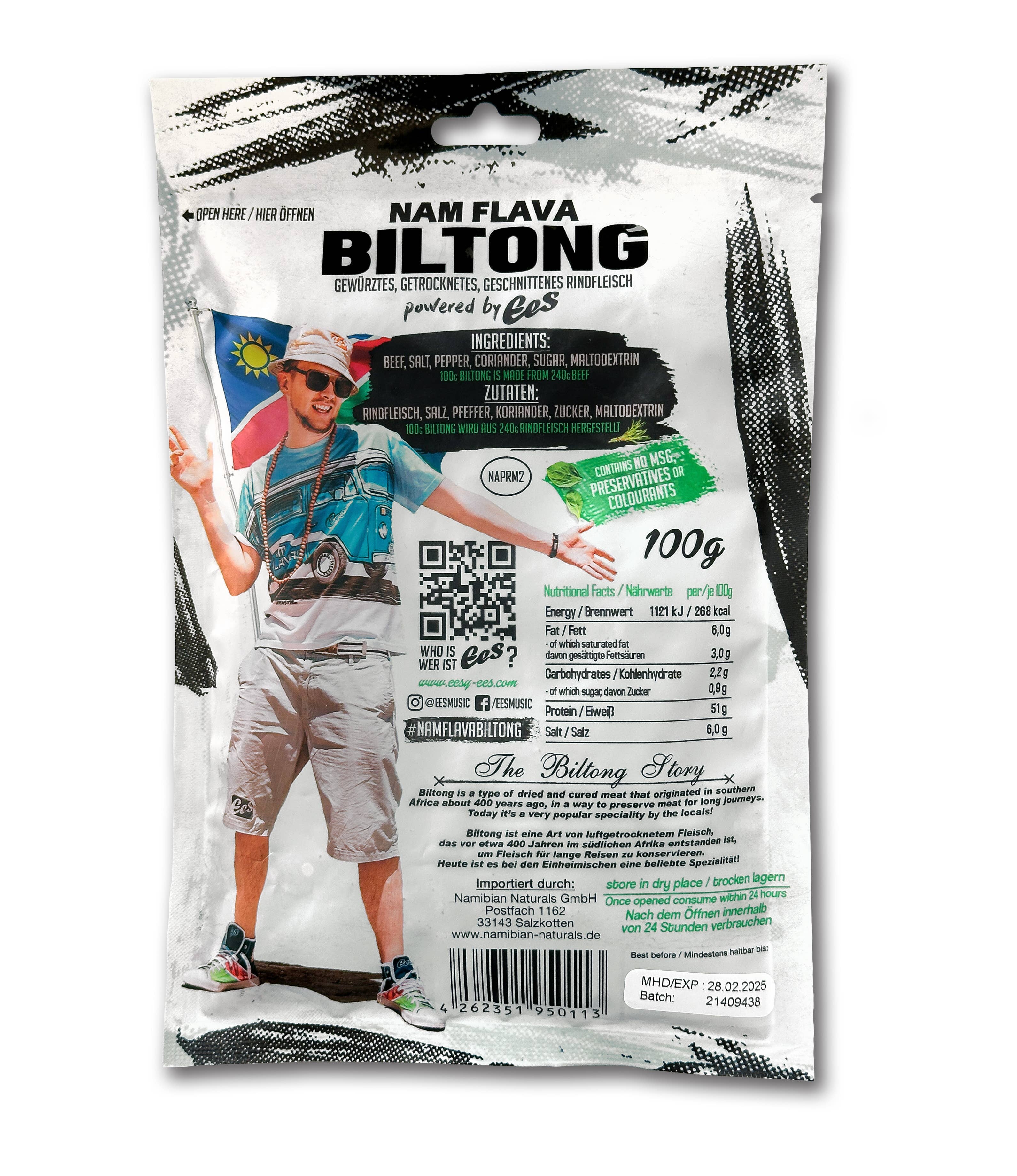 EES – Jerky por atacado – Original Nam Flava Biltong da EES (12 pacotes - 100 g cada)3