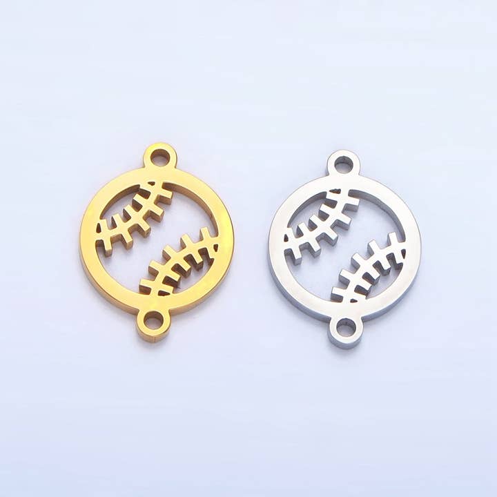 Connettore Ciondolo Sportivo da Baseball in Acciaio Inossidabile in Oro e Argento | G-459 per la vendita all'ingrosso da parte di Aim Eternal