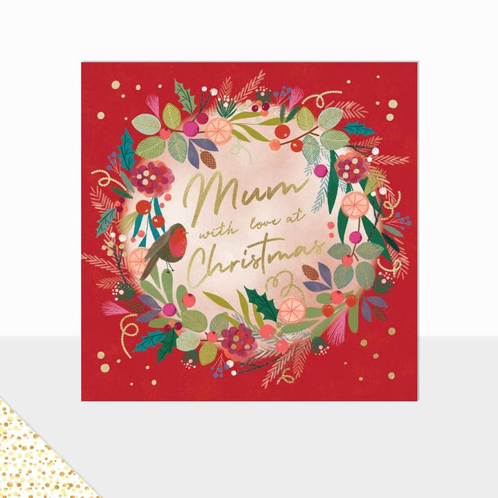 Wonderland Mum With Love at Christmas (Wreath) for wholesale by Laura Darrington Design Ltd