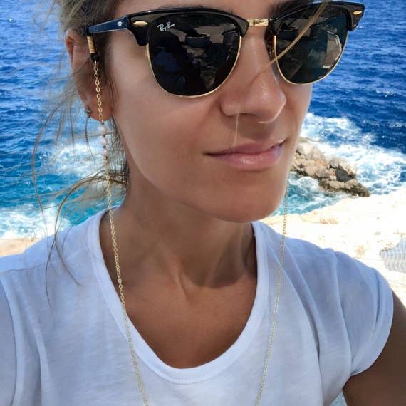 Christina Christi - Wholesale Sunglasses/Eyeglasses Strap - Women's - Gold Glasses Chain with Pearls3