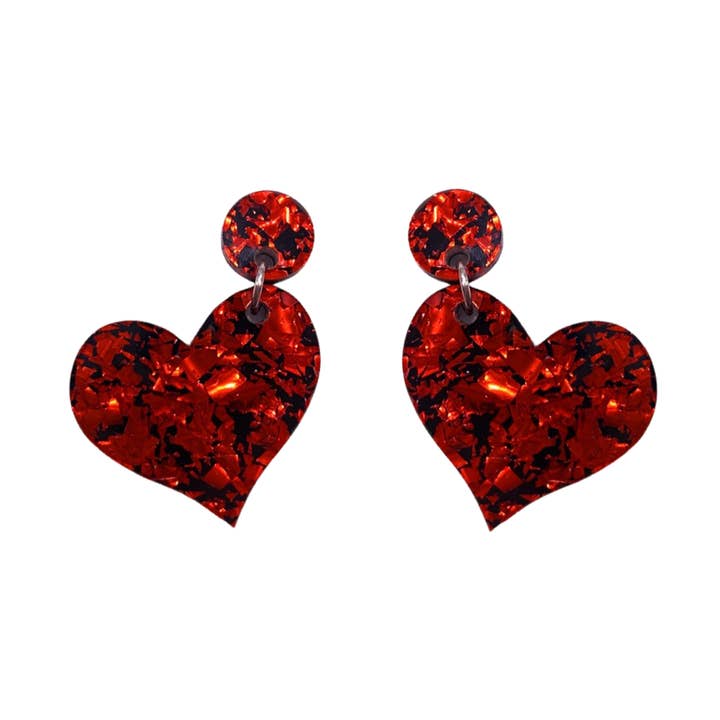 Rode Confetti Glitter Dangly Hearts voor wholesale door Sixfourteen