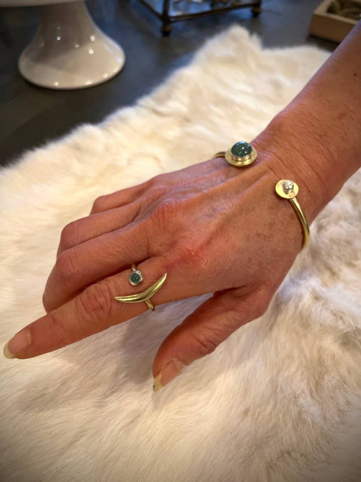 Anel lunar ajustável de aventurina por atacado de Modern Madini