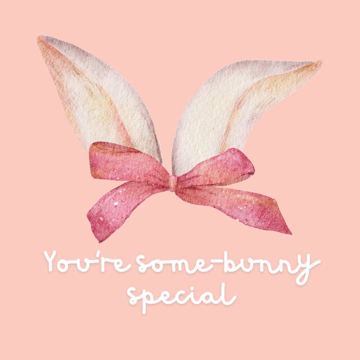 Biglietto di Pasqua "Some-Bunny Special" | Orecchie di Coniglio Carine ad Acquerello | Carta di Lino Premium | JoeyPrints per la vendita all'ingrosso da parte di JoeyPrints