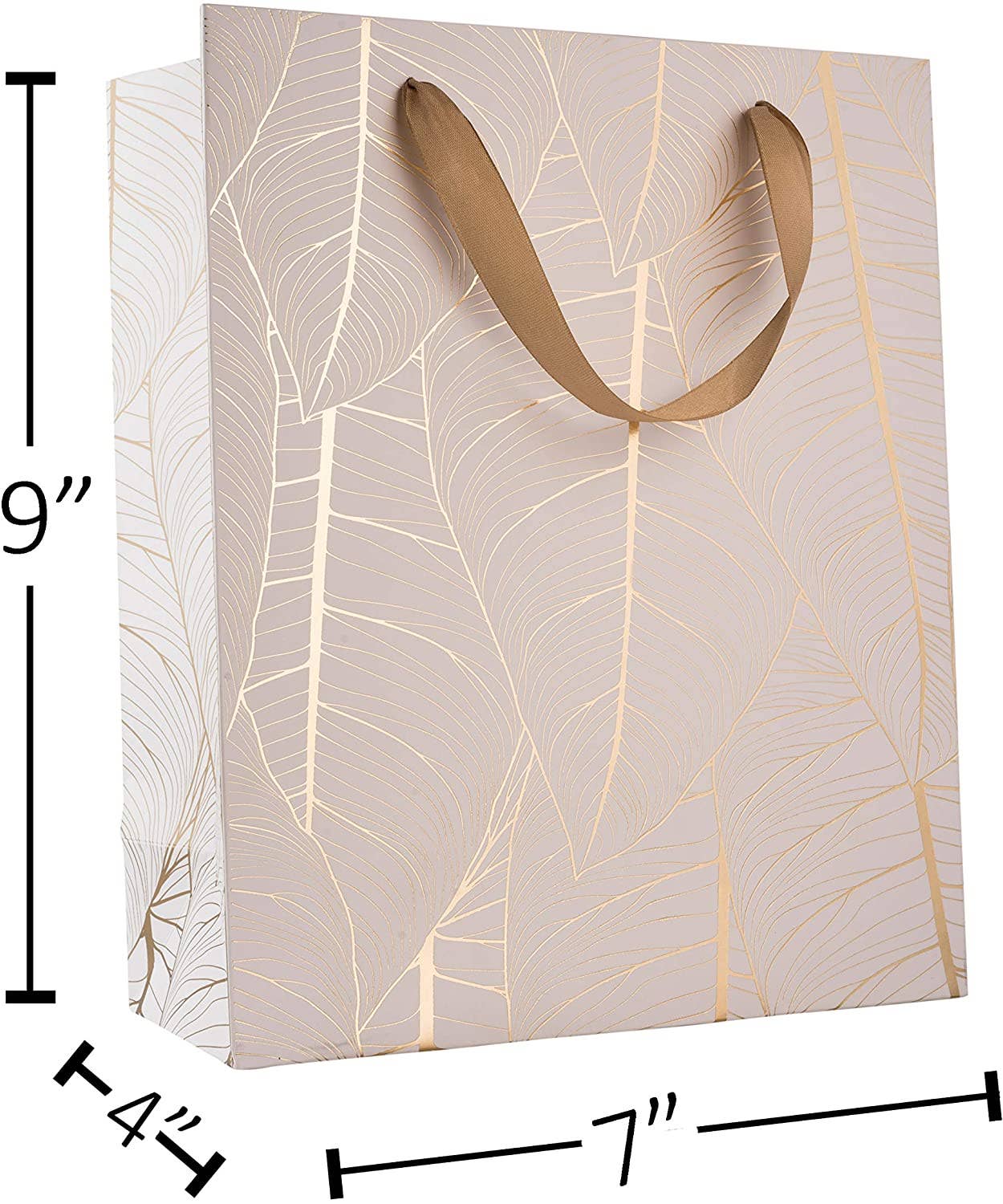 Hammont - Wholesale Gift Bag - Leaf Design Golden Gift Bags 12 Pack12.5"X10.25"X4.75"1