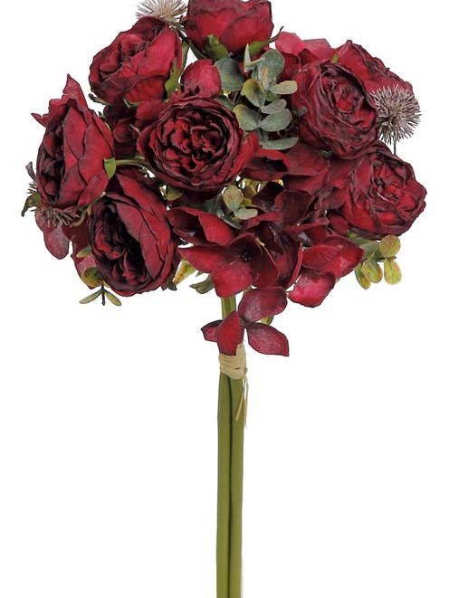Rose & Blossom Bundle 13", Burgundy for wholesale by Select Artificials, Inc.
