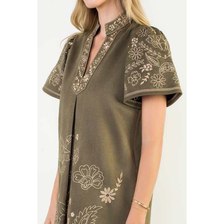 THML - Wholesale Dress - Women's - Short Sleeve Embroidered Detail Dress10
