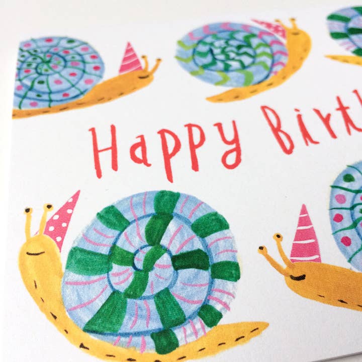 Honeyberry Studios - Wholesale Birthday Card - Party Snail Birthday Greeting Card