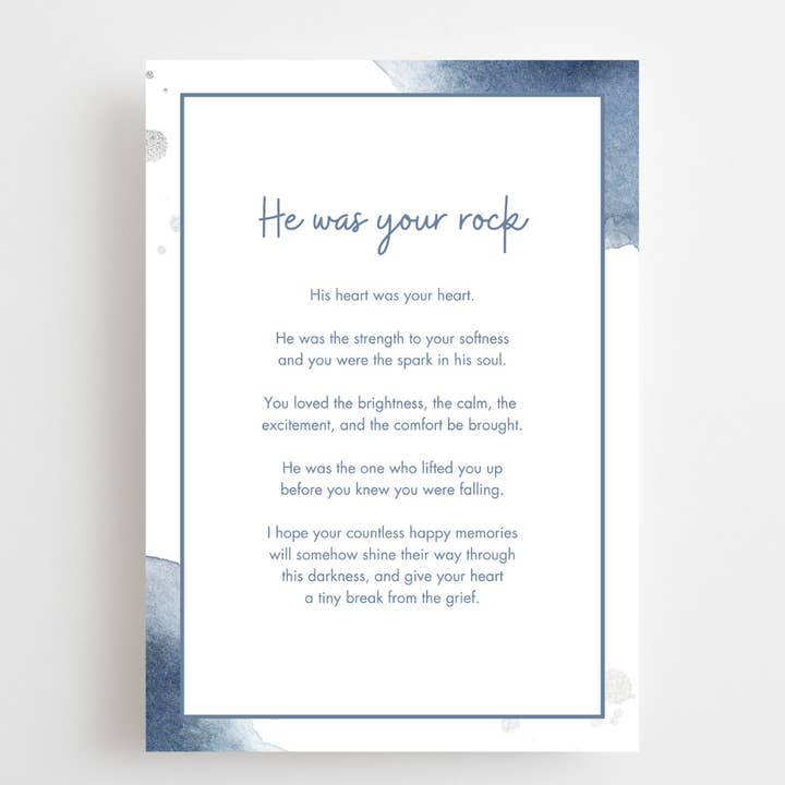 Sympathy Card - Loss Of Their Husband - Blue for wholesale by The Lettery Studio