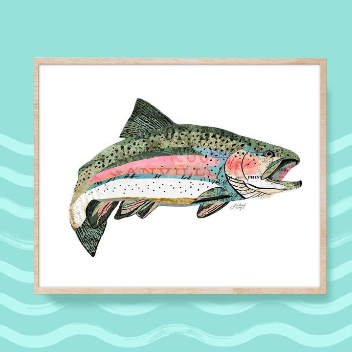 Lindsey Kay Collective - Wholesale Art Print - Rainbow Trout Collage - Art Print1