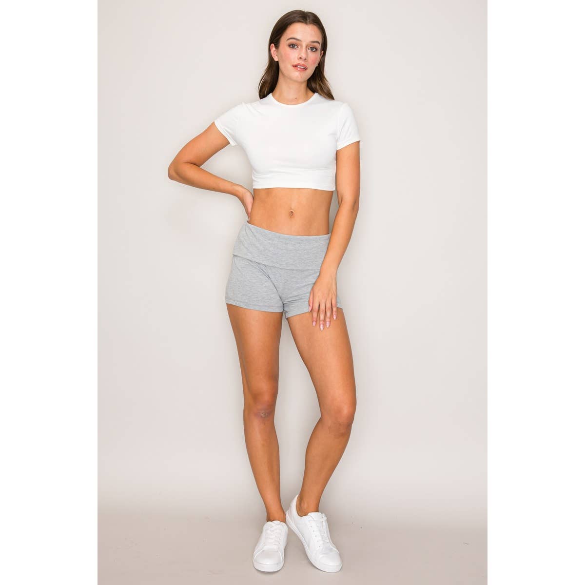 Popular 21 - Wholesale Shorts - Women's - Cotton Bike Shorts with Fold over Waist Band7