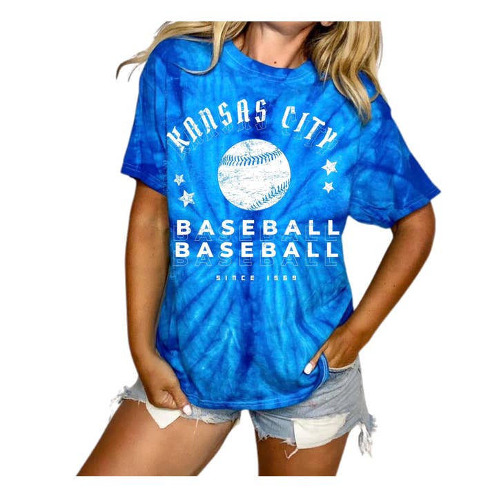 Kansas City Baseball | Blue Tiedye for wholesale by Country Charm Wholesale