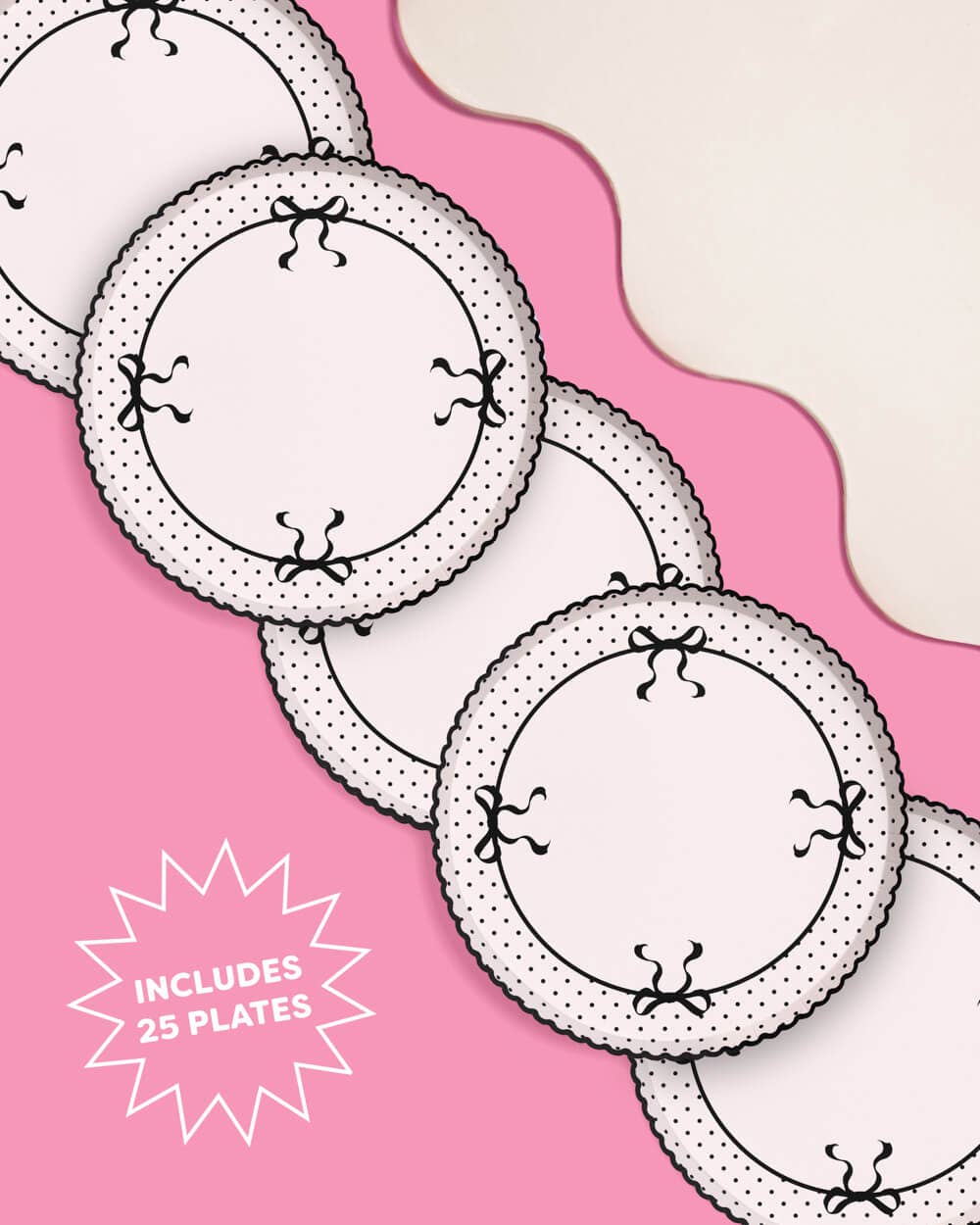 xo, Fetti - Wholesale Disposable Plate - Black Bow Paper Plates | 25ct, Bridal Shower, Bach Party1