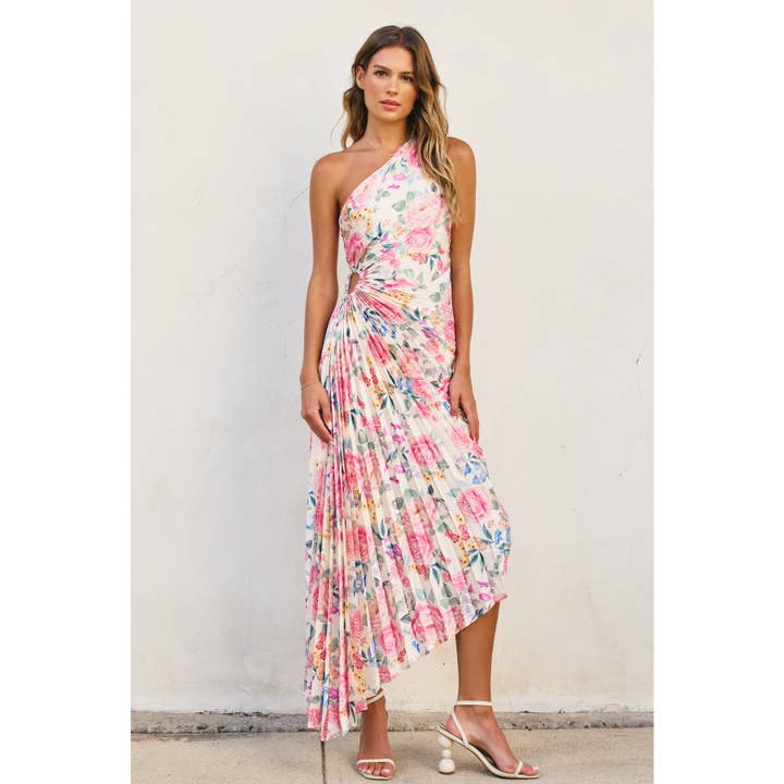 About A Girl Asymmetrical Pleated Maxi Dress (1) for wholesale by Dress Forum