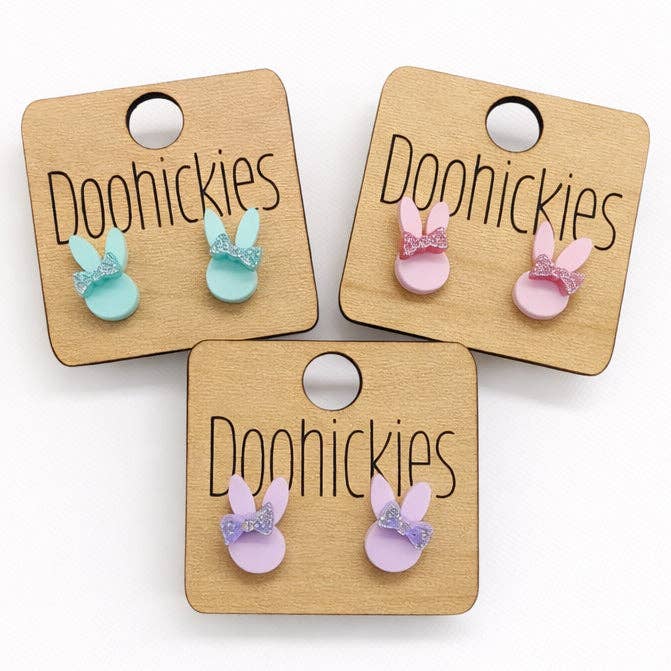 Pastel Hoppy Bow Stud Collection - Easter Earrings for wholesale by Doohickies