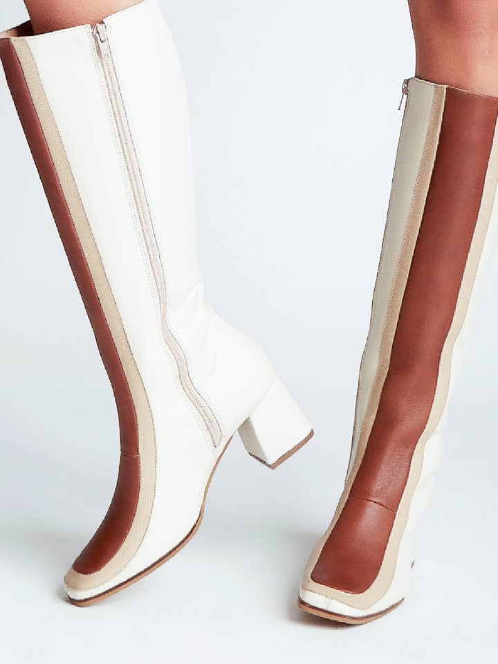 Revival knee high boots ivory leather women's shoes for wholesale on Faire5