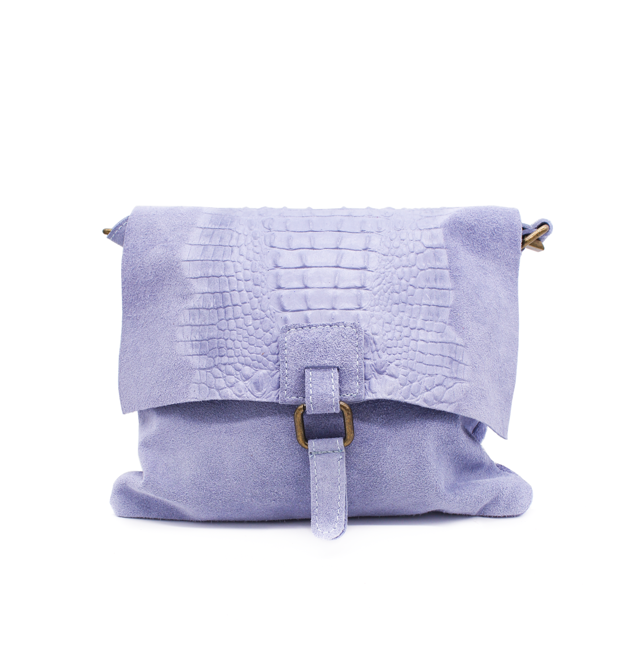 Ellas Trading - Venta al por mayor Bandolera - Mujer - Bolso cruzado de cuero de gamuza italiana suave con estampado de cocodrilo11