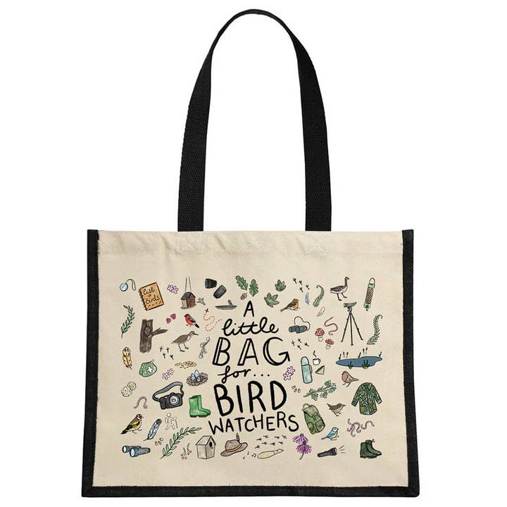 Una pequeña bolsa para observadores de aves Bolsa de yute crema y negra para venta al por mayor de Stubbs Mugs