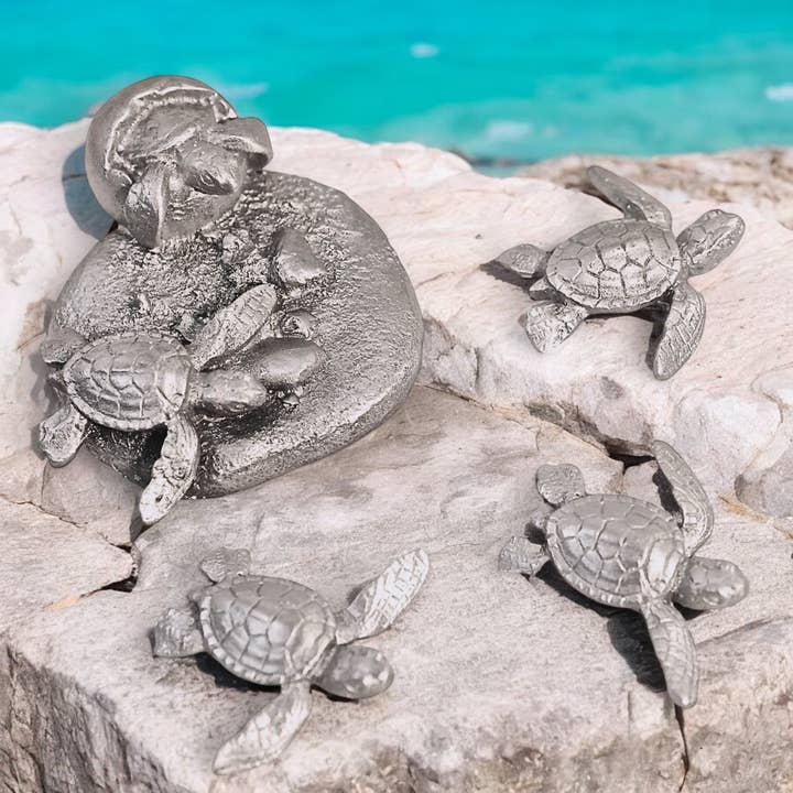 Baby Sea Turtle Magnet Set – Home Decor - Pewter for wholesale by Big Blue by Roland St John