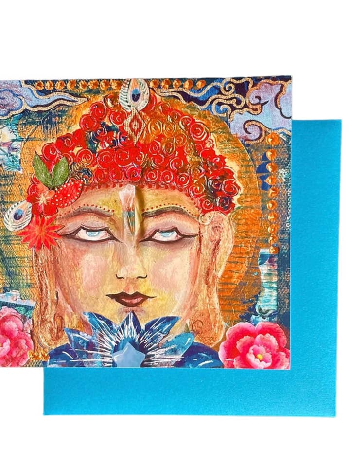 Biglietto di Auguri Peonia Buddha Guarigione Mistica & Pace per la vendita all'ingrosso da parte di Art by Diana Comstock