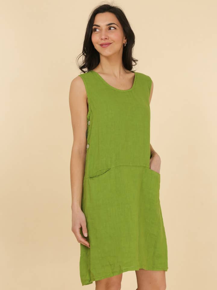 la maison des fibres naturelles - Wholesale Dress - Women's - Sleeveless linen dress 100% linen 625519