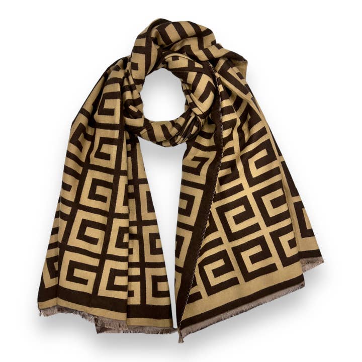 London Scarves - Wholesale Scarf – Women's - Big Maze print cashmere blend winter scarf12