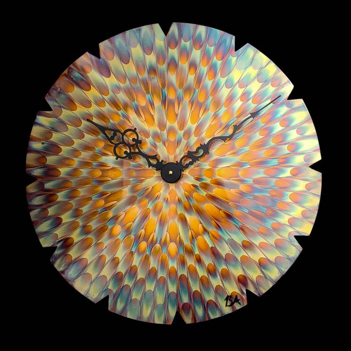 Flame Colored Copper Clock (16 inch) for wholesale by Brent Artman Art
