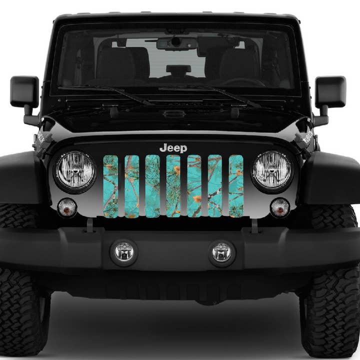 Inserto de rejilla para Jeep en camuflaje de bosque Teal Serenity Dirty Girl para venta al por mayor de Dirty Acres
