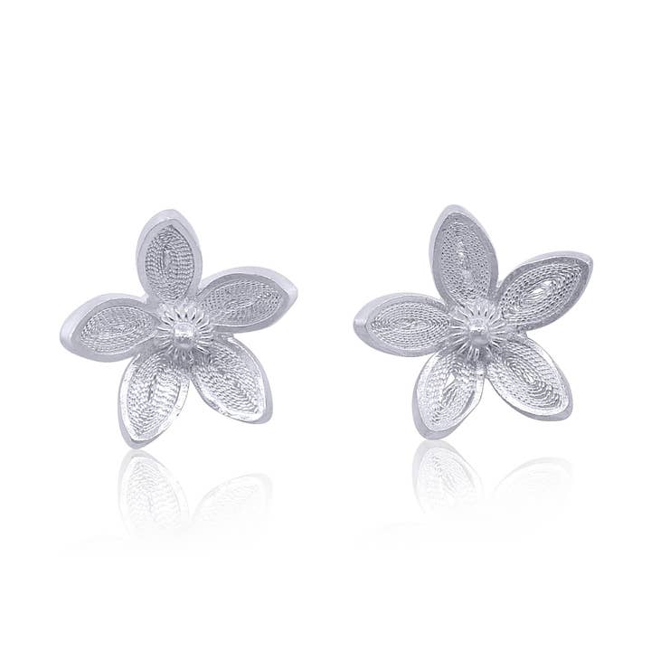 APPLE BLOSSOM SILVER STUD EARRINGS FILIGREE for wholesale by Olmox - Fine Filigree Jewelry