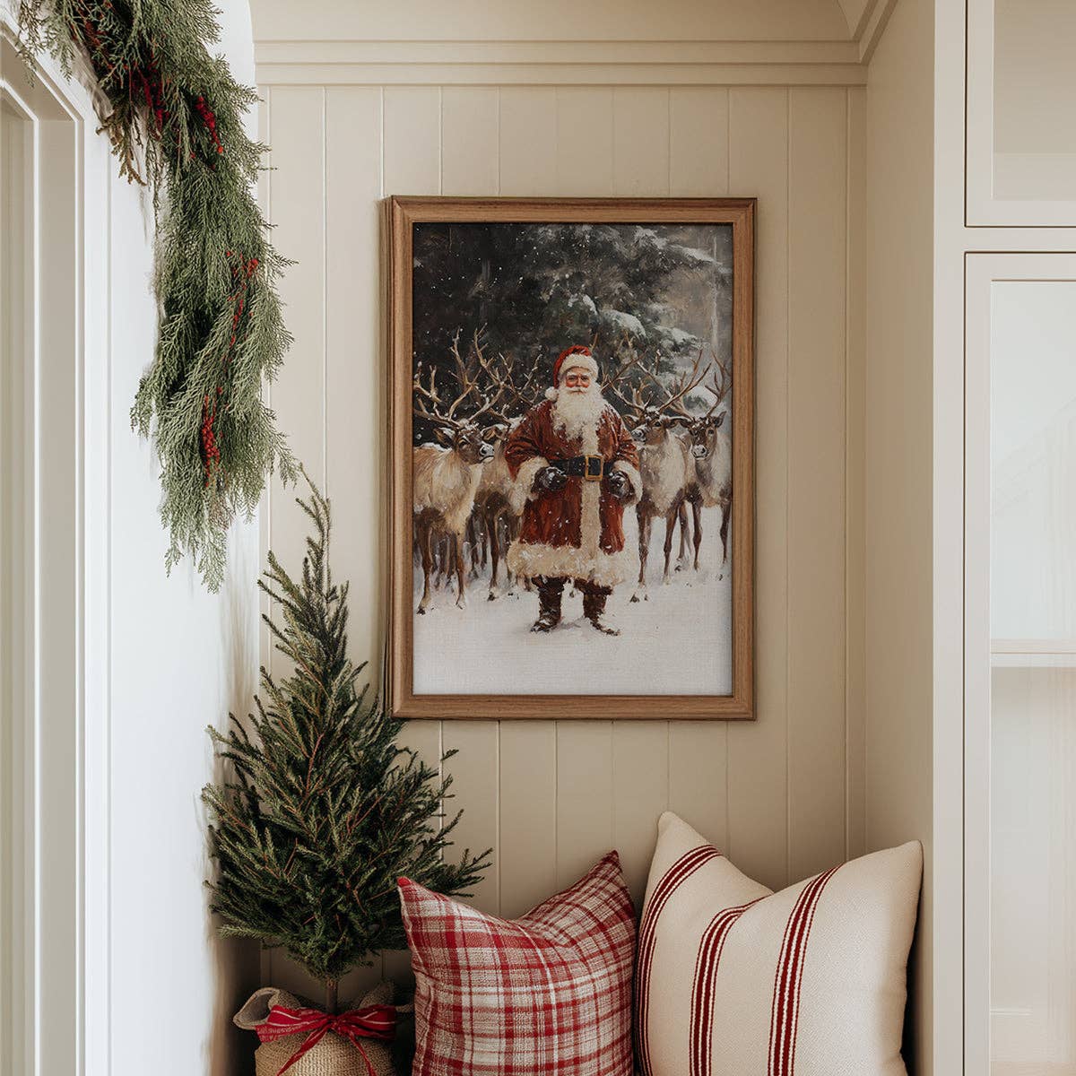 Paper House Print Shop – wholesale Art print – Reindeer Crew With Santa Art Print1