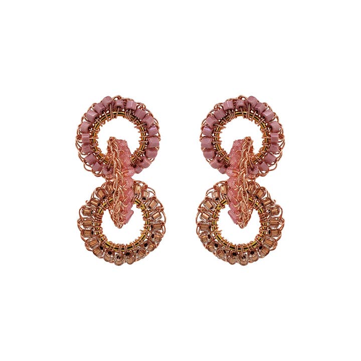 Rose Quartz Mix Lola Handmade Crochet Earrings for wholesale by Lavish By Tricia Milaneze