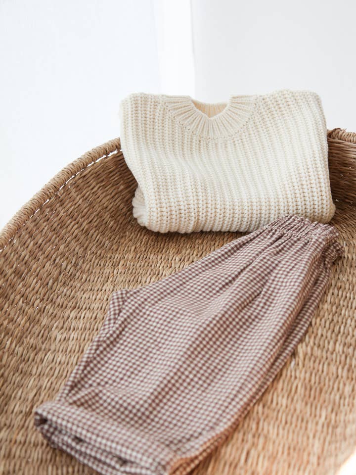 Pantalones de Pierna Ancha Marrones/Cuadros Vichy para venta al por mayor de Minnie & Monty