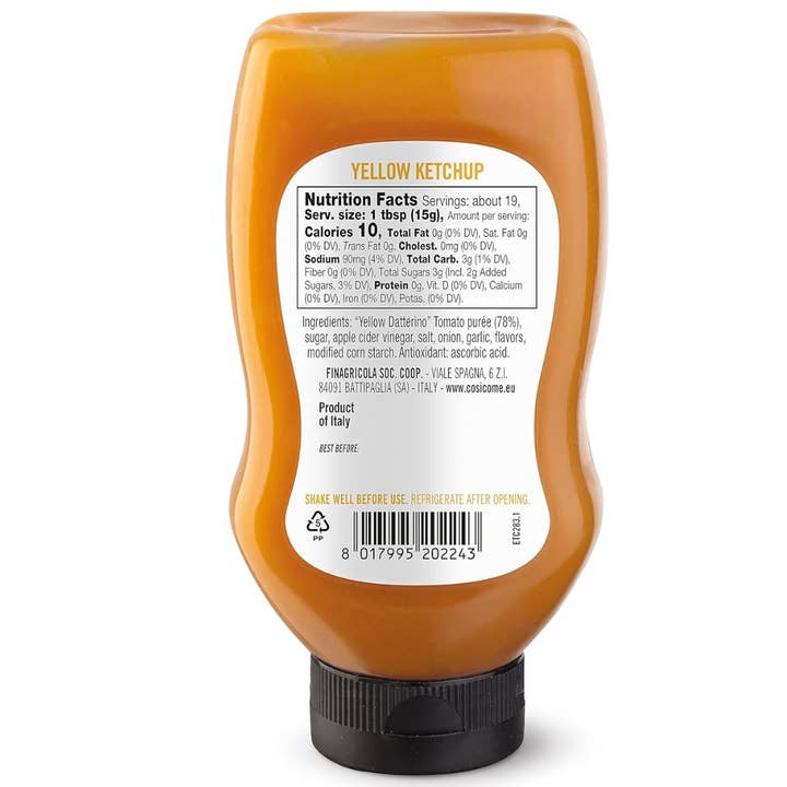 Wholesale Italian Food - Wholesale Ketchup - Così Com'è, Italian Yellow Tomatoes Ketchup, 9.88 oz