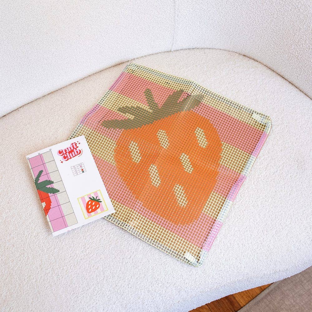 Craft Club - Wholesale DIY Craft Kit - STRAWBERRY RIPE STRIPES - Latch Hook Cushion Kit5
