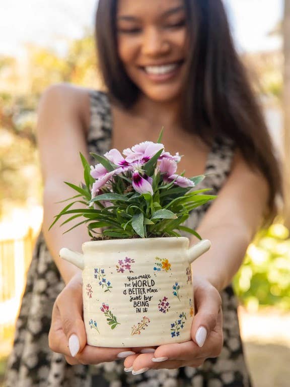 Crock Planter MED You Make World for wholesale by Care & Share Giftware